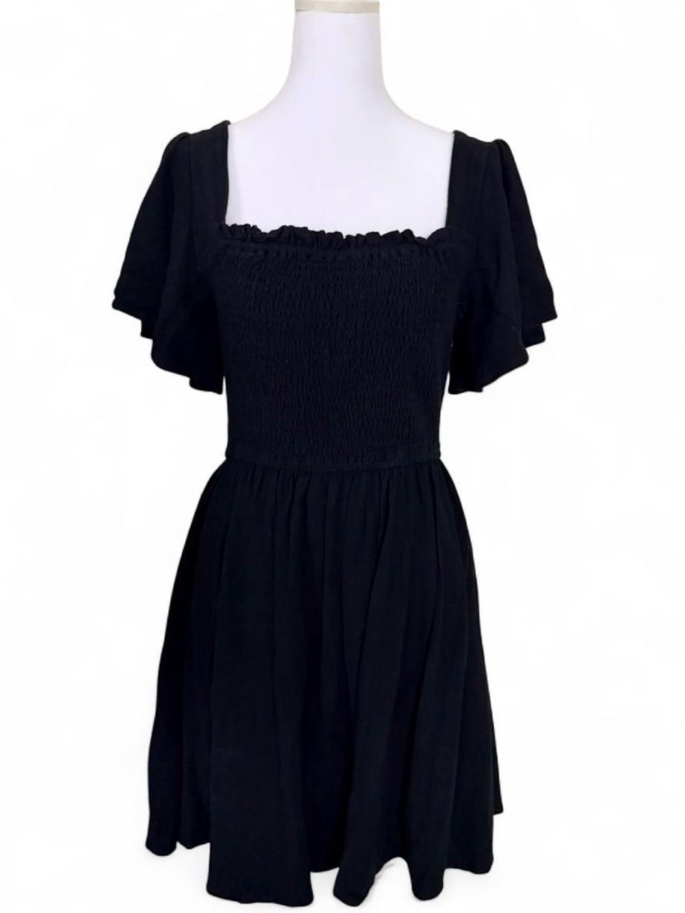 Princess Polly Black Square-Neck Smocked Mini Dress